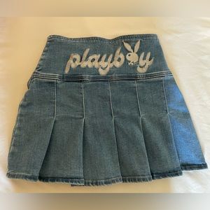 Pacsun playboy denim pleated skirt